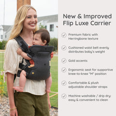 Flip Luxe 4-in-1 Carrier - Grey Herringbone with Gold hardware
